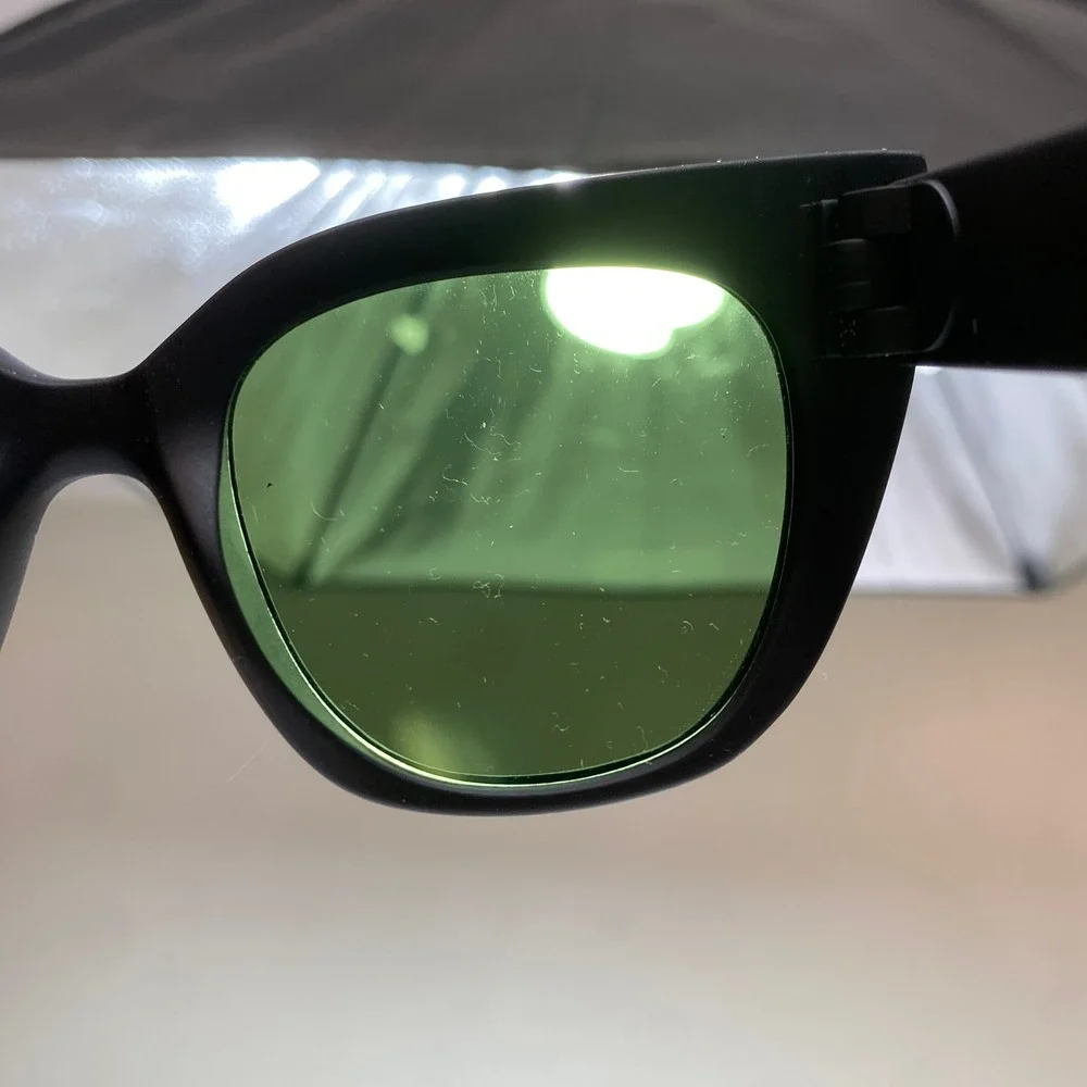 TOMS Sunglasses Womens OS Black Sydney Traveler Collection Cat Eye Green Lens